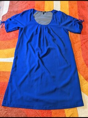 Daisy Fuentes Royal Blue Scoop Neck Shift Dress, MED